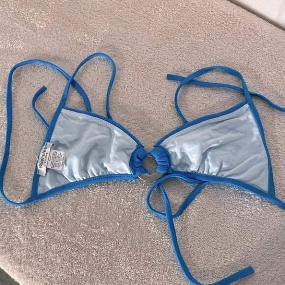 5/$25 Vintage 90s Bluenotes Blue String Bikini With O Ring Details L - Picture 7 of 15